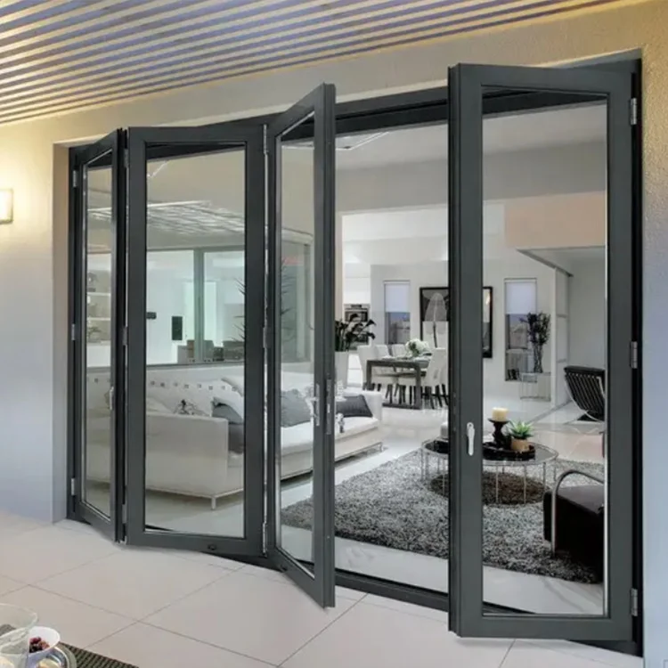 Factory Price Aluminum Glass Aluminium bi fold Sliding Doors Folding Patio Doors Double Glazed Aluminium Bifold Door For Villa
