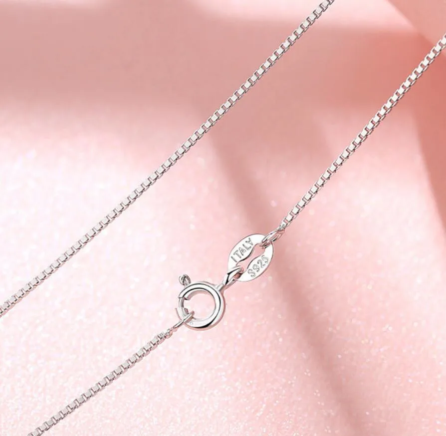 pure 925 Silver jewelry Sterling box Chain Necklace