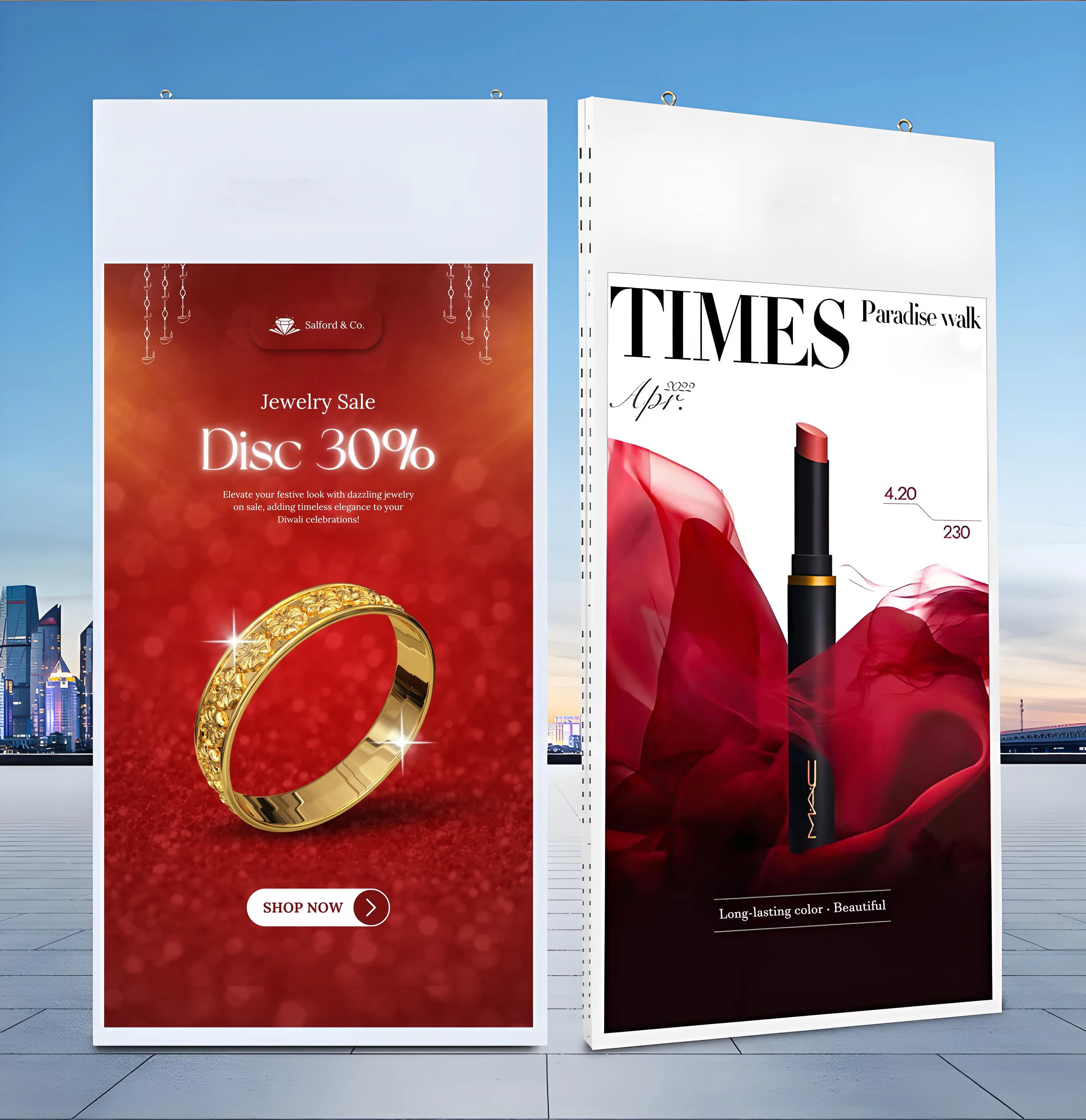 Double side screen 43 49 55 inch Marketing Publicidad Ultra Bright Lcd Window Display Advertising Screen for Shop
