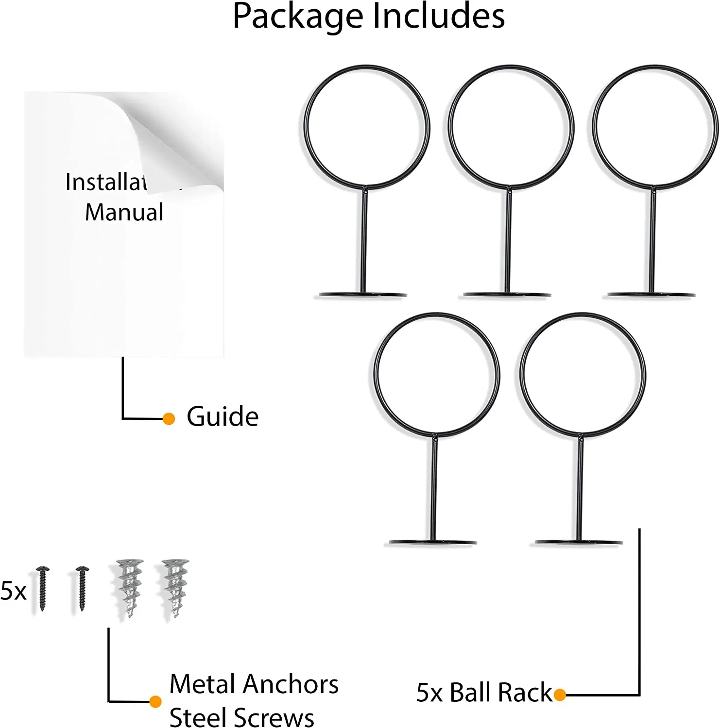 Hot selling Sporta Wall Mounted Ball Storage Sports Ball Holder Rack Display Storage Steel