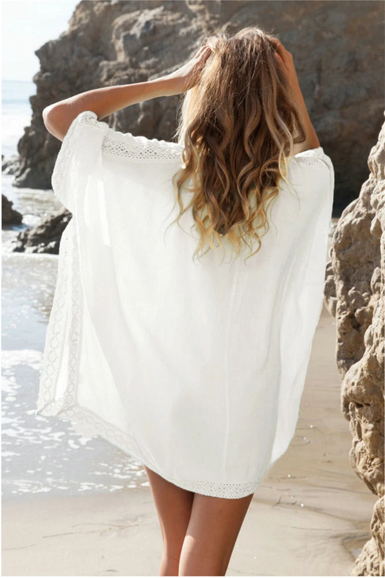 Beach Cover Up Dress Women Lace Bathing Suit Swimsuit Cover Ups Summer Beach Wear Tops Kaftan Tunic Bikini Cover Ups