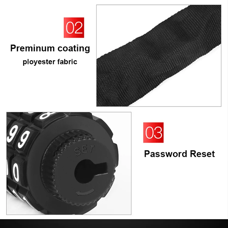 Anti Theft Combination Bicycle Chain Lock Ebike Motorcycle Chain lock 900mm