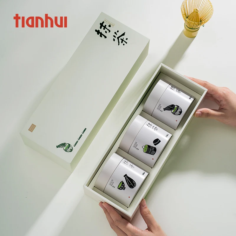 Tianhui Matcha банки герметичные с двойной крышкой маленькие круглые для порошка