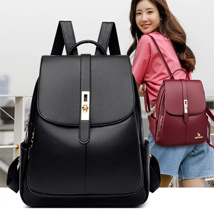 Custom LOGO Printed Natural Cork Leather Casual Daypack Kids Ladies Travel Backpacks Women Laptop Shoulder Purse Cork Backpack