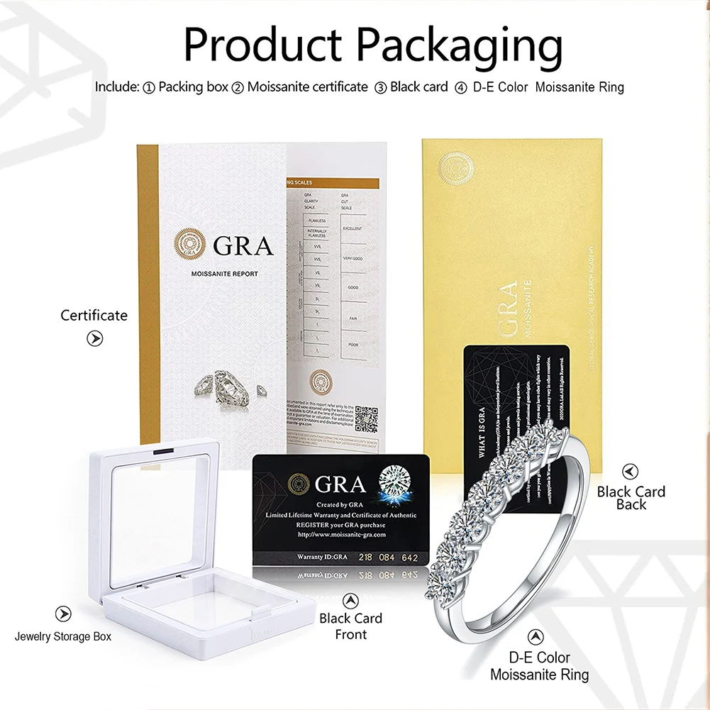 RINNTIN SMR47 Sterling Silver 0.7ct DE VVS 2.2mm Moissanite Lab Created Diamond Eternity Wedding Band  for Women