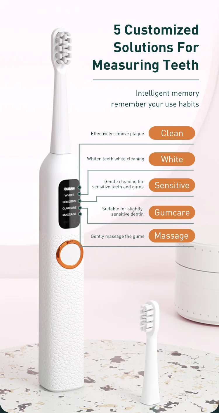 Free Sample Smart Portable Sonic Electrical Toothbrush With Screen Function