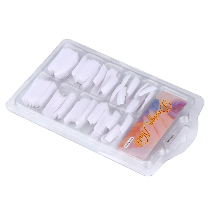 100 Pcs White Natural False Acrylic French Tips & Nail Art Glue Cutter Tool Set Professional Nail Art Tool for Nail Technician