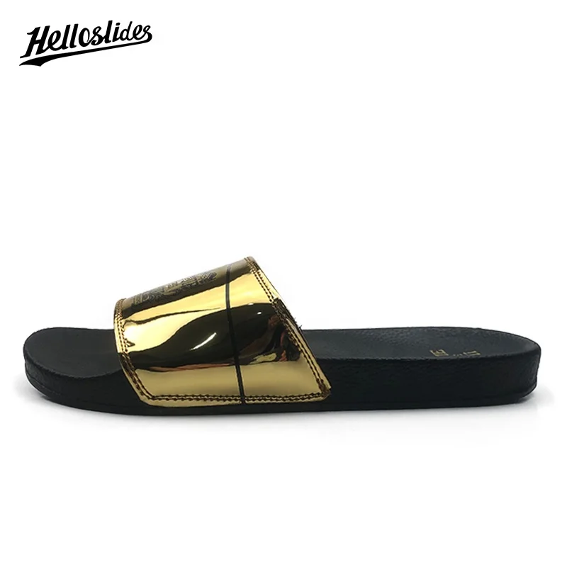 Helloslides Wholesale Cheap Plain Customized Design Print Slipper Custom Logo Man Pu Slide Sandals Blank Sublimation Slides