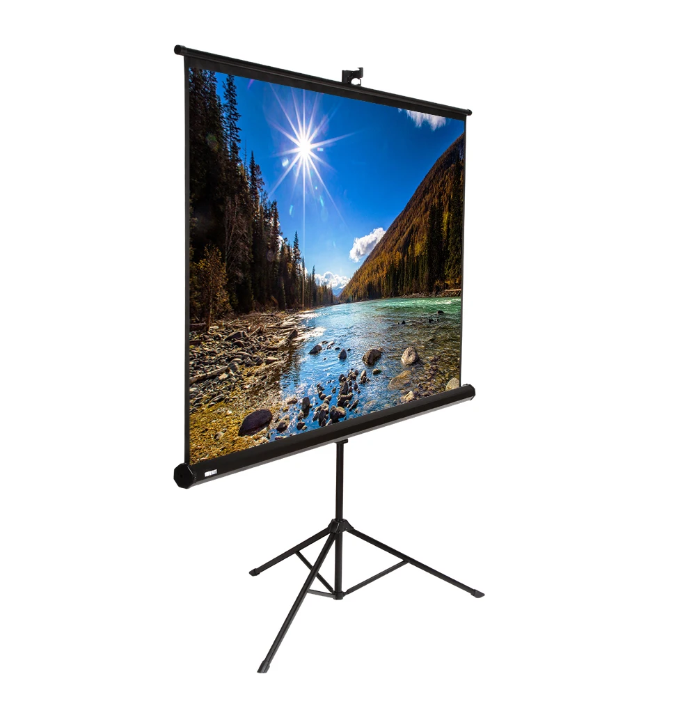 High quality 1:1 84 inch Tripod stand projection Screen mobile projector tripod projection screen for outdoor use