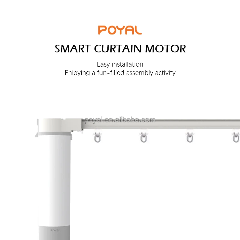 POYAL Smart Auto Electronic Bluetooth Curtain Motor Aluminum Motorized Opener for Indoor Office Bathroom Smart Curtain System