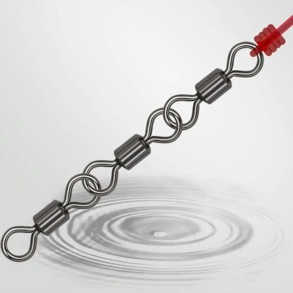 Fishing Three Joint Swivel Rolling Stainless Steel Swivels Bearing Safe Fishing Swivels Carp Fishing Tackle Accessories
