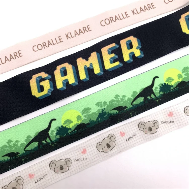 Factory drop nylon print elastic band custom pattern stretch band decorative band