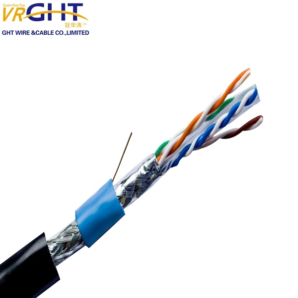 Outdoor SFTP CAT6 0.57mmCCA 23AWG Grey O.D.,6.0mm Stp Cable 100m Cat 6 305m Box Sftp Cat6 Connector