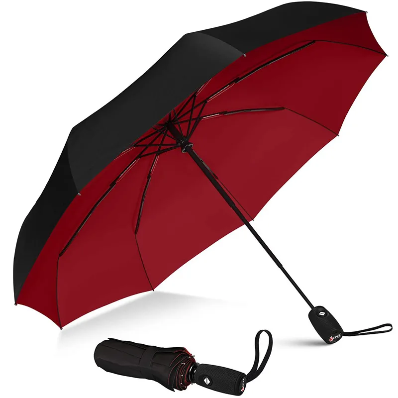 Portable Windproof Travel Umbrella Double Folding Fully Automatic Advertising Umbrella