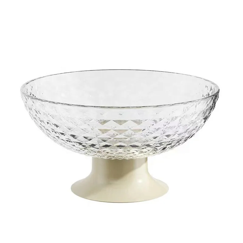 Household transparent glass fruit plate, hot selling multi-layer food container, salad vegetable and fruit storage plate