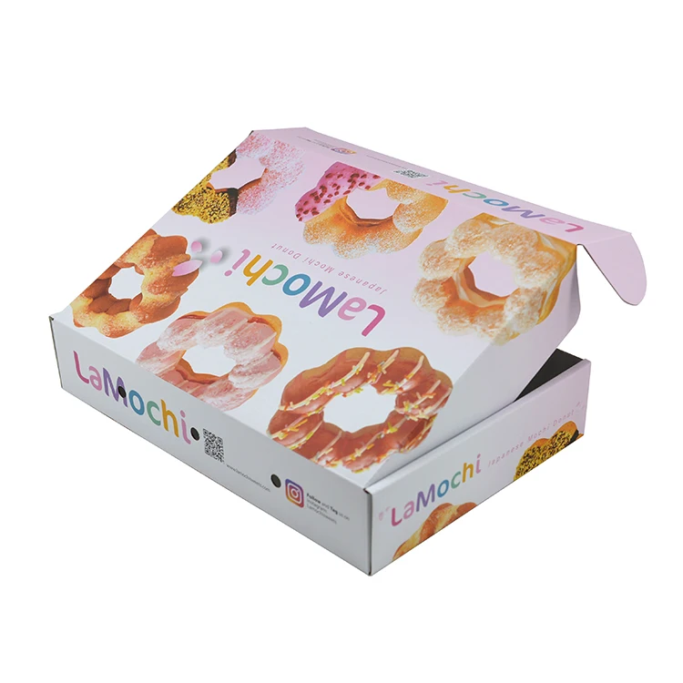 Custom Logo 3 6 12 Pcs Mochi Donuts Cookie Paper Packaging Boxes Cake Pastry Crepes Bakery Takeaway Box Donut Box With Window