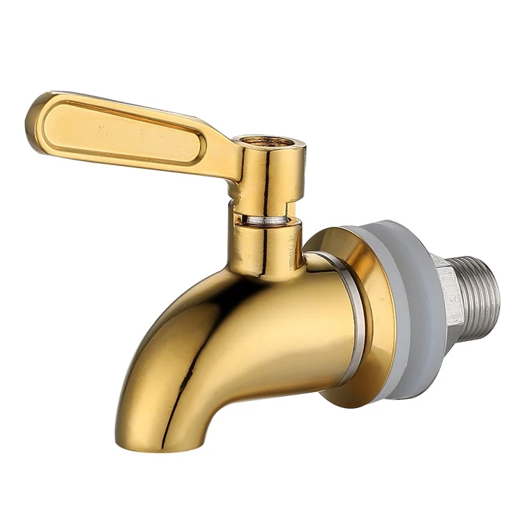 Stainless Steel Gold Plated Water Dispenser Replacement Faucet Beverage Dispenser Spigot Tap for Jar Juice Cold Drink Wine Beer