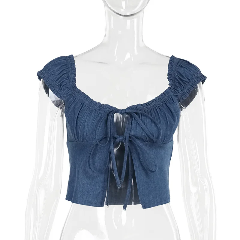 Factory Y2k Sweet Spice Girls Design Custom Lace Up Sexy Off Shoulder Tops Women