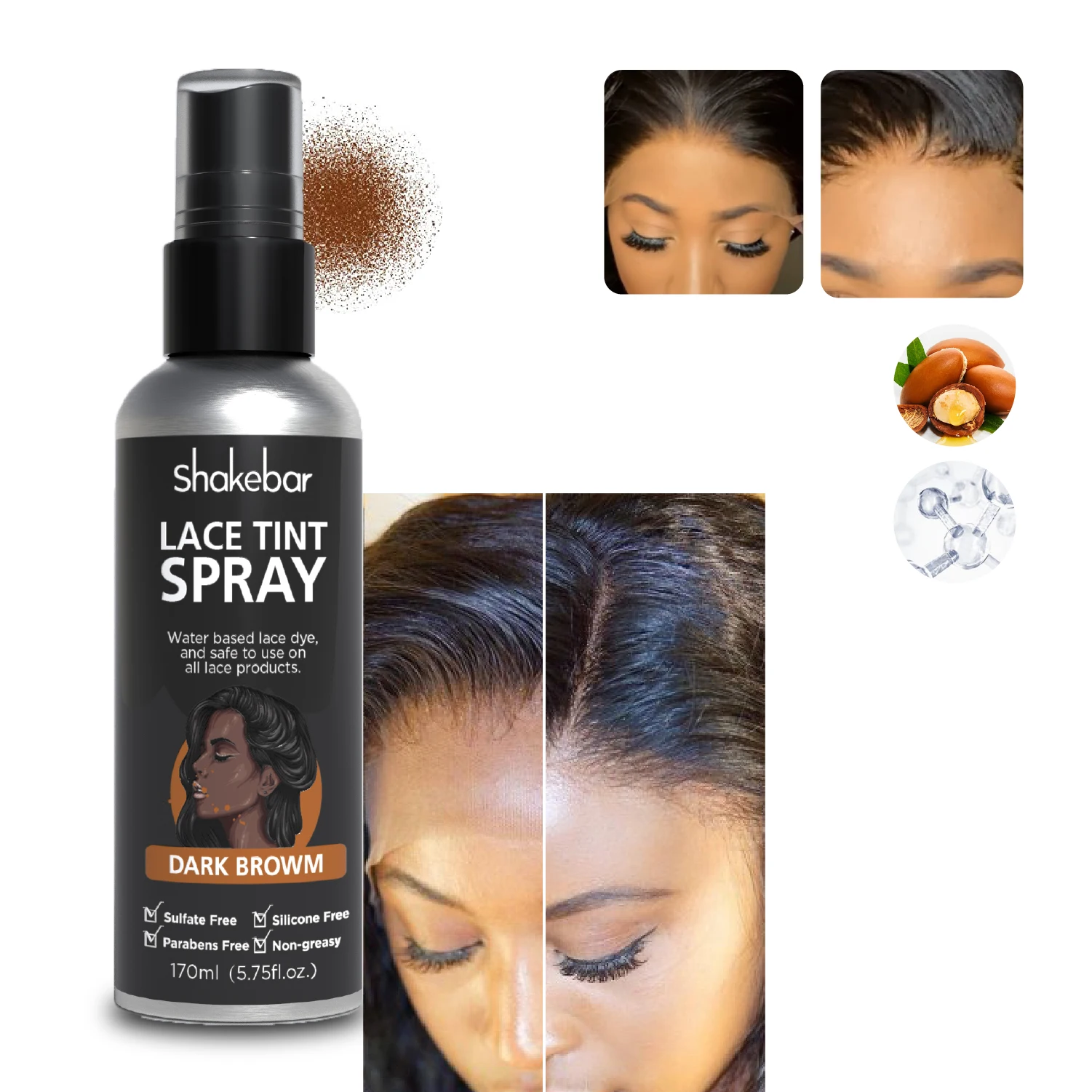 Shakebar Hot selling private label tint spray for lace wigs with low price