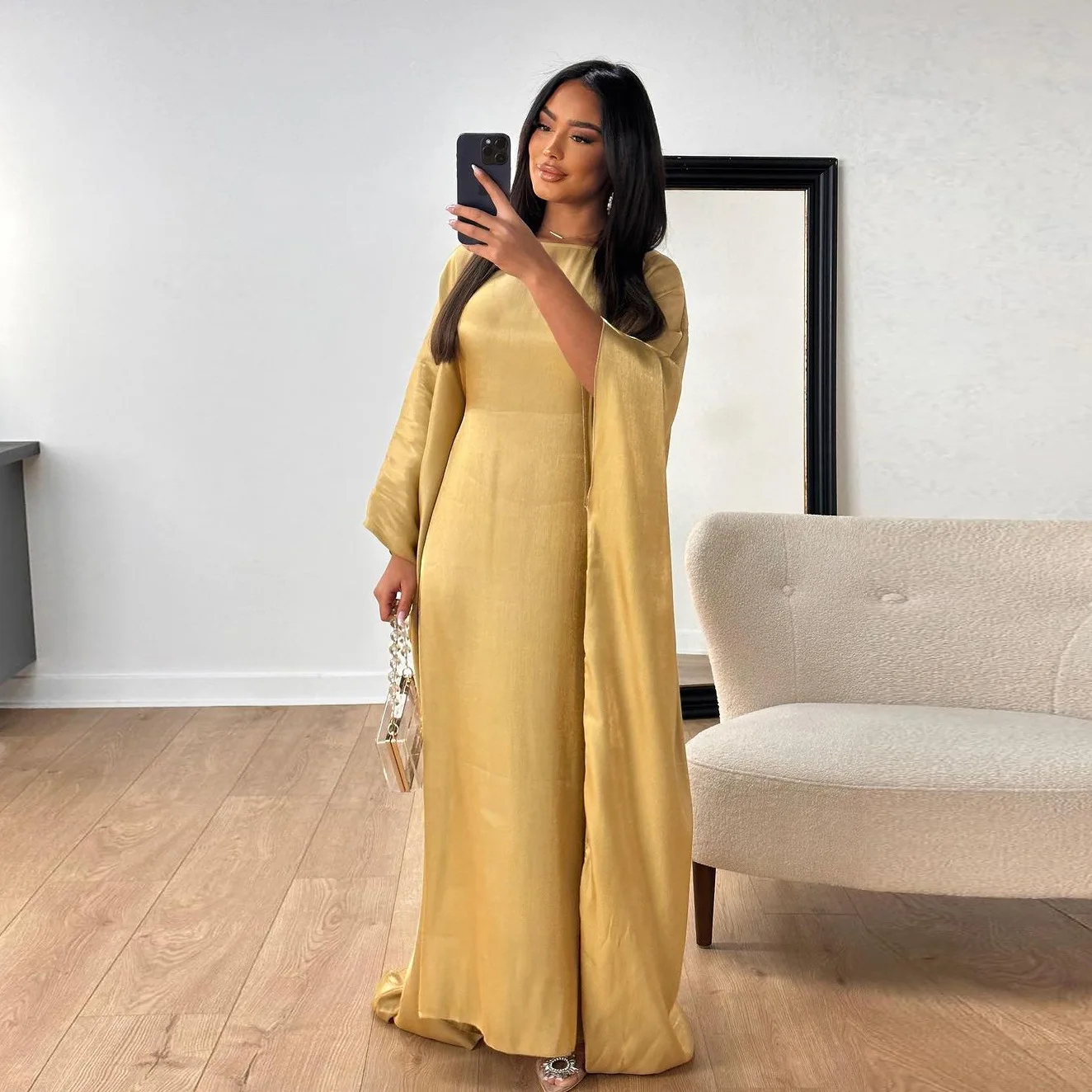 2024 Modest Ladies Long Sleeve Party Abaya Dress Islamic Clothing Dubai Turkey Long Muslim Women Dresses