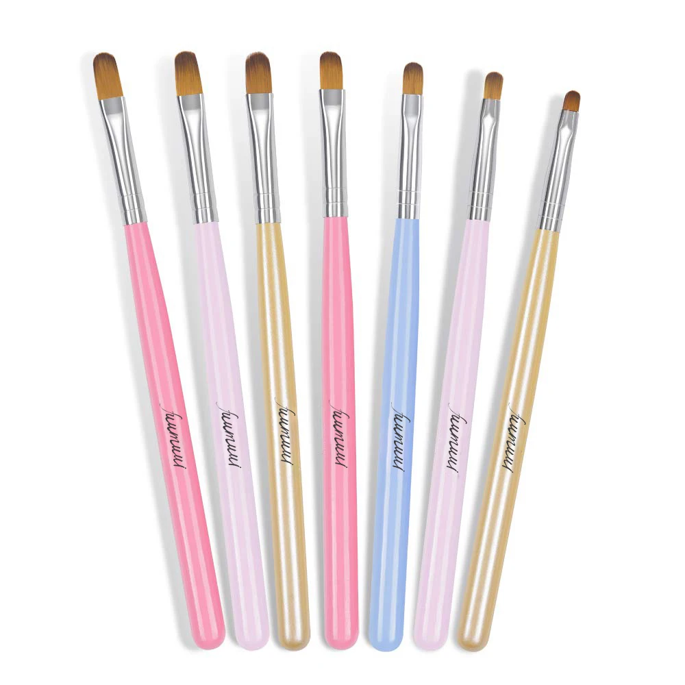 7Pcs Colorful Acrylic Nail Art Painting Drawing Brush Phototherapy Tools Manicure UV Gel Brush Pen Gel Nail Brush Set
