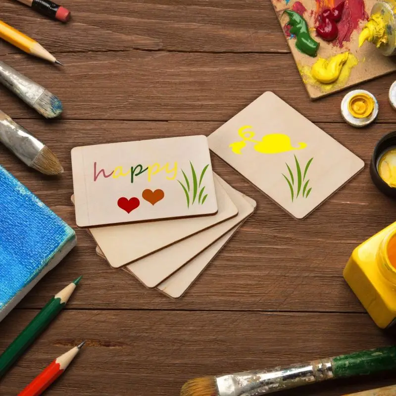 Custom Size Unfinished Rectangle Round Corner Wood Slice Wooden Cutout for DIY