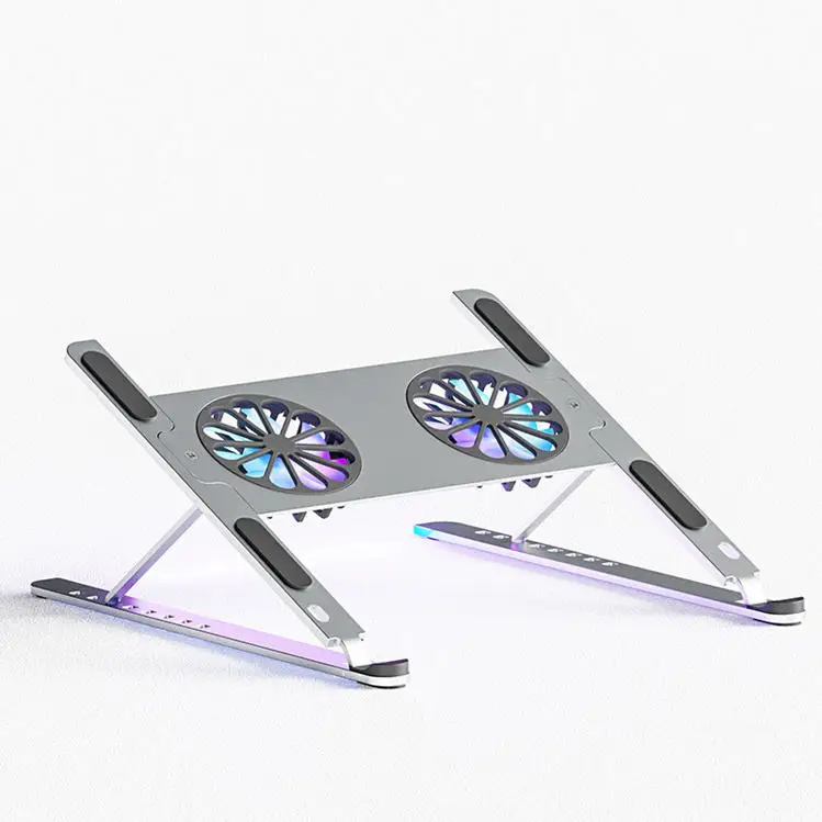 Новый дизайн 2023, алюминиевый RGB-светильник, прочная поддержка, вентилятор охлаждения для игр, держатель для ноутбука, подставка для ПК и ноутбука