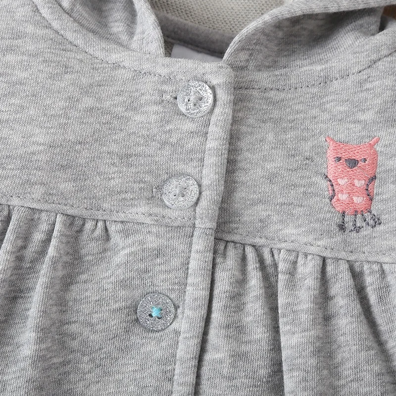 OEM Solid Color Hooded Coat Baby Girls Wholesale Clothes Baby Rompers 3 Pieces Set Toddler Clothing