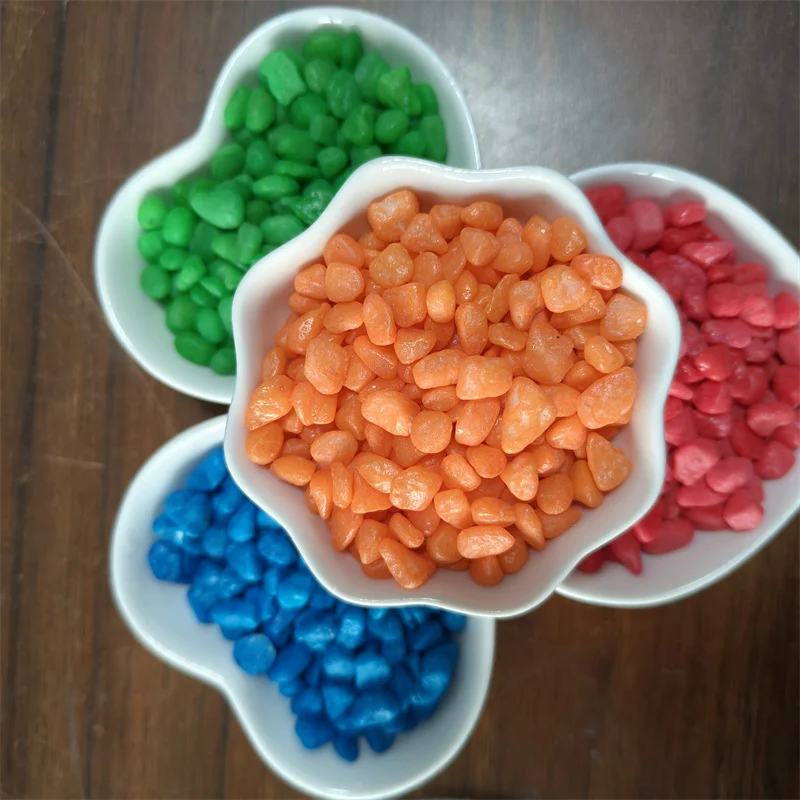 Stained and Colored Gravel Painted Sand Cobbles & Pebbles for Aquariums