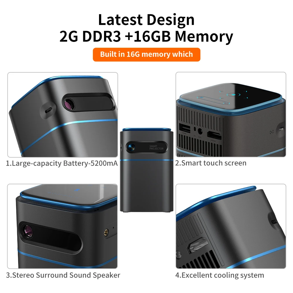 Умный Портативный 4k Встроенный Android проектор Dlp Proyektor Мини Wifi Pico беспроводной 4K