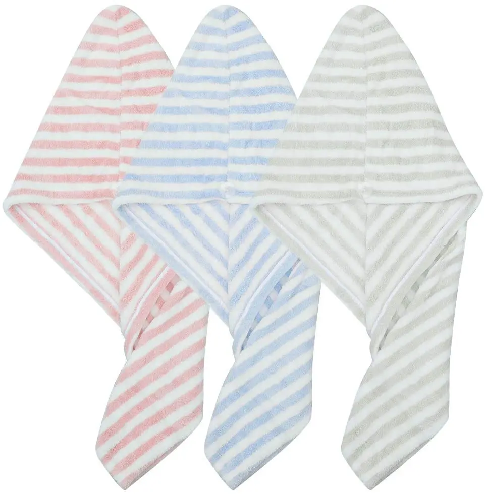 Manywell Japanese Thick Coral Fleece Dry Hair Hat Hair Wrap Turban Head Scarf Dry Hair Cap