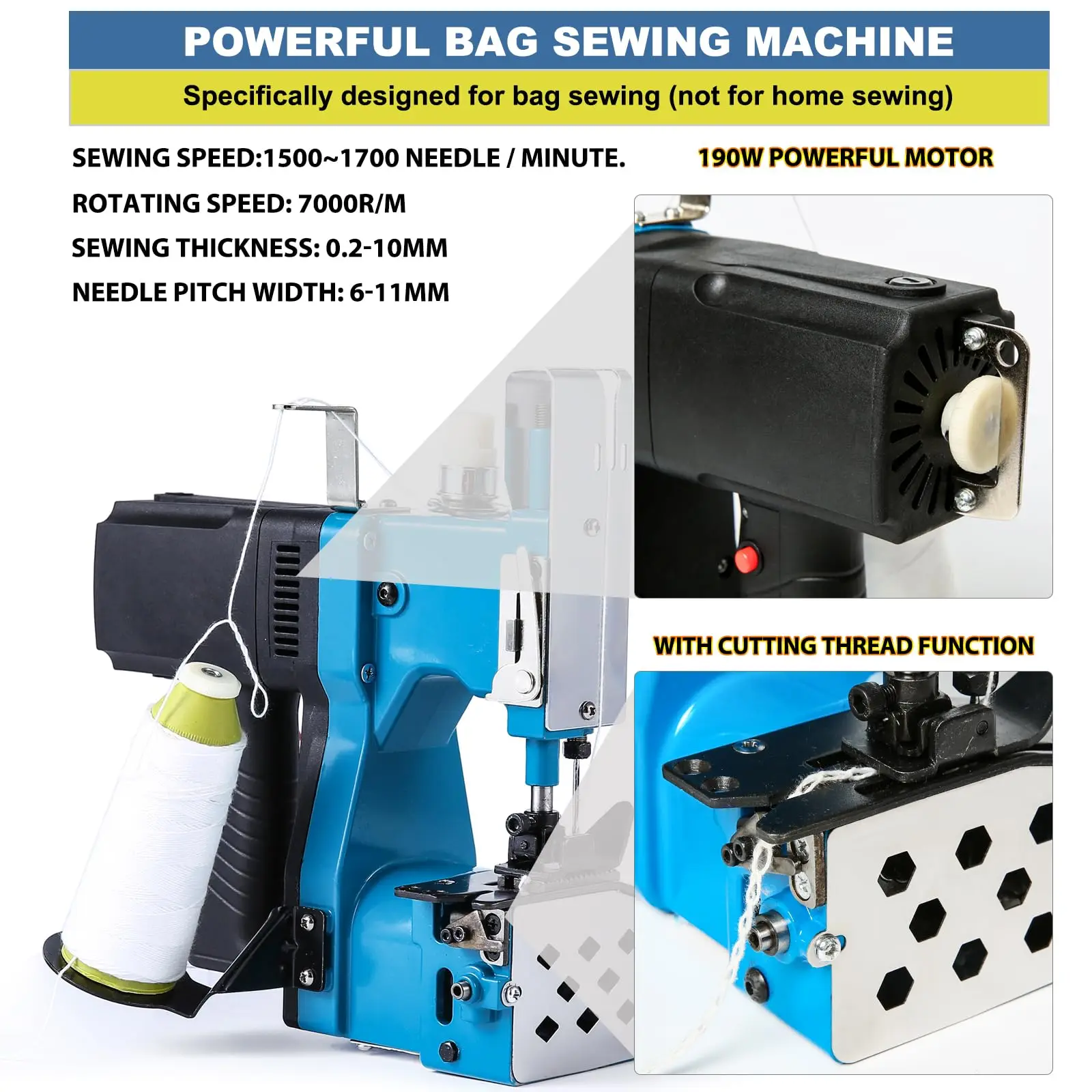 Portable Bag Sewing machine, Heavy Duty Bag Closing Machine For Burlap & Sand Bags