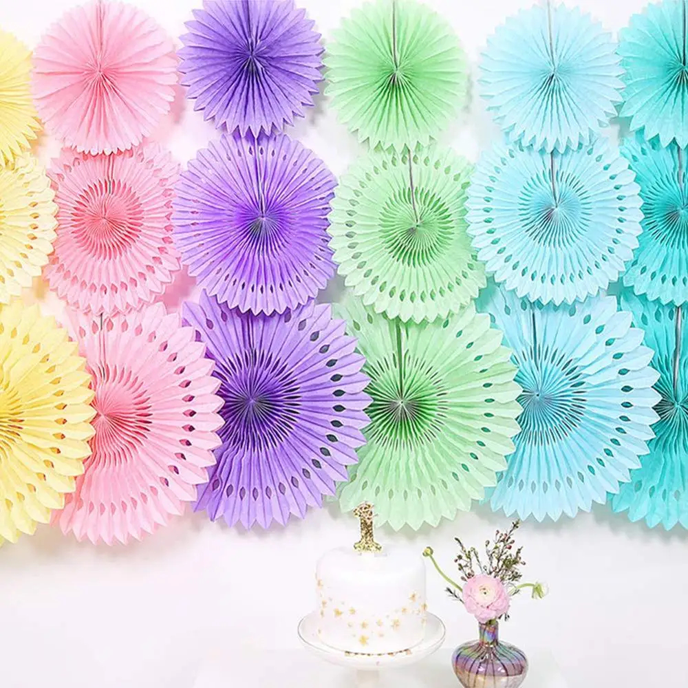 Macaron colorful  Party Hanging Tissue Paper Fans Set Garlands Decoration wall decor wedding birthday party Decoration supplies