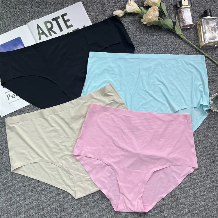 Ice Silk Seamless Underwear  Thin Silk Crotch Antibacterial Mid-rise Large Size Cool Breathable Triangle Mask Pants