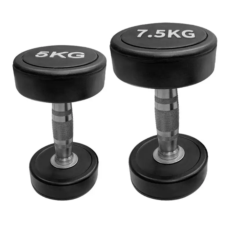 Gym Equipment Weightlifting Cast Iron Round Head Rubber Dumbbell Custom Bodybuilding Dumbbell