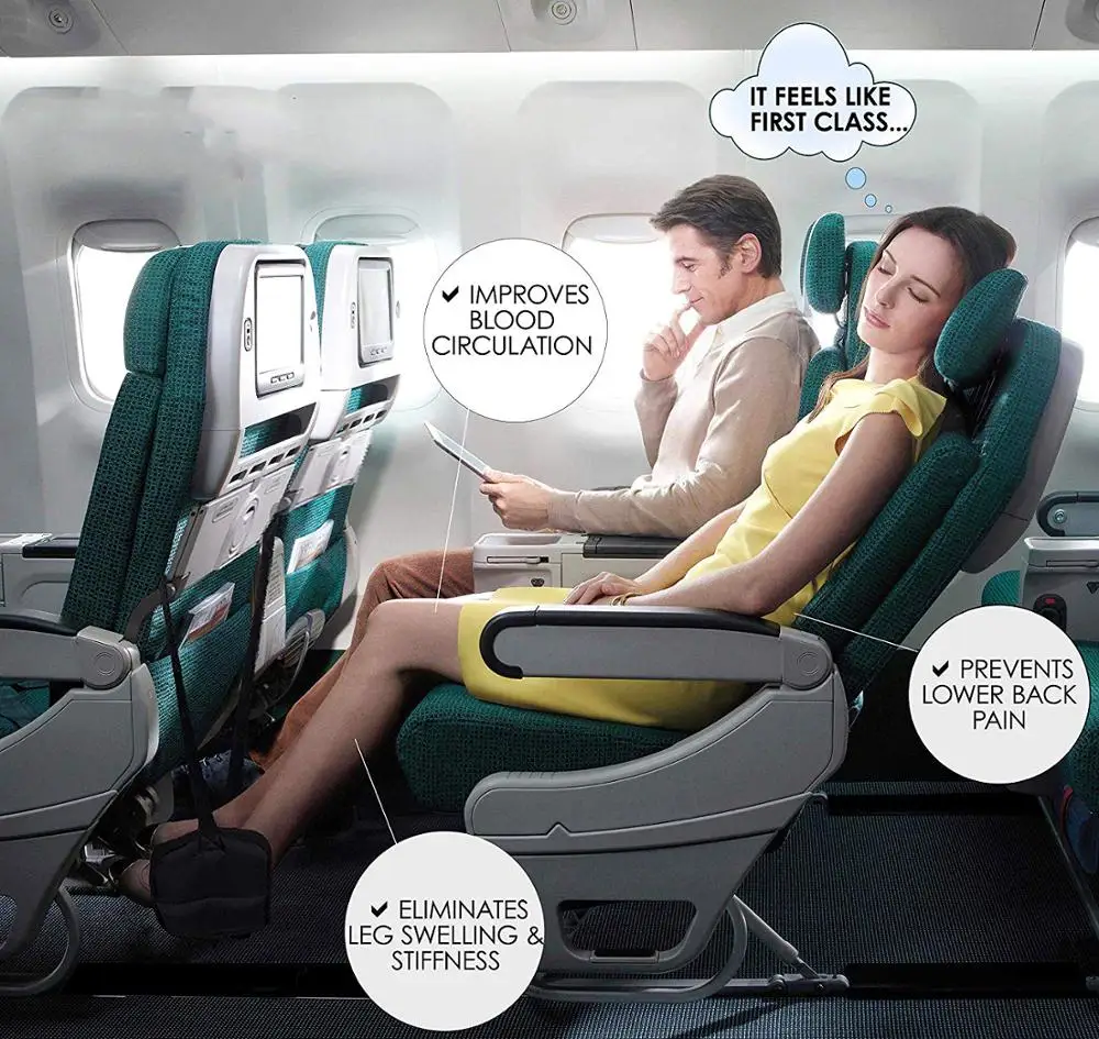 JYM Customized lightweight adjustable aircraft travel footrest provides leg support suitable for office travel with storage bag