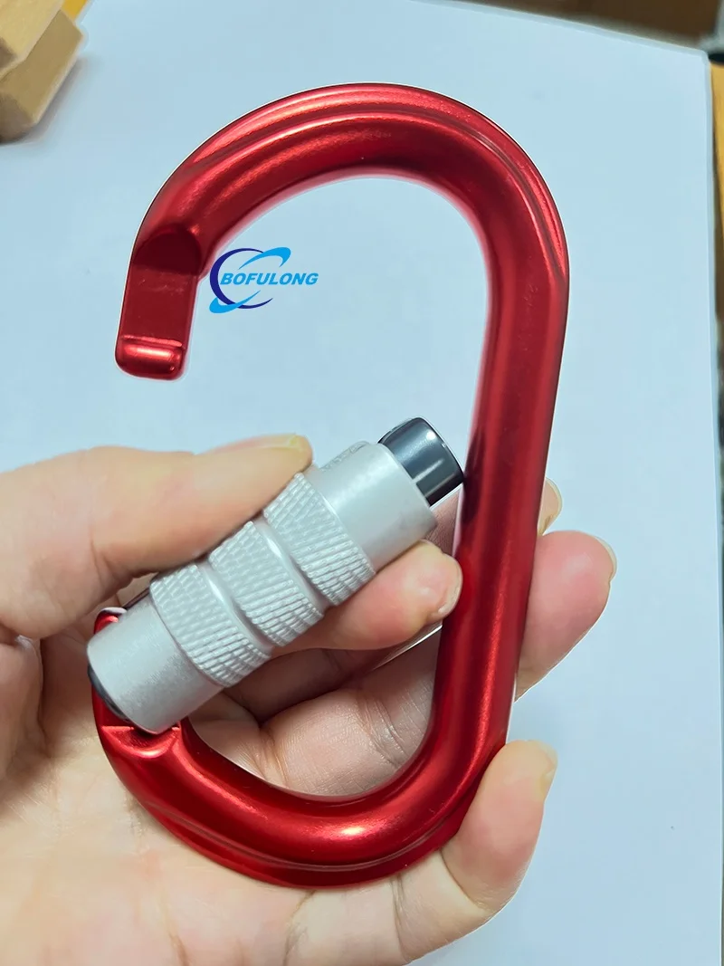 7075 Aviation Aluminum D-Type Mountaineering Buckle Thread Lock Rock Climbing Main Lock Hook 25kn
