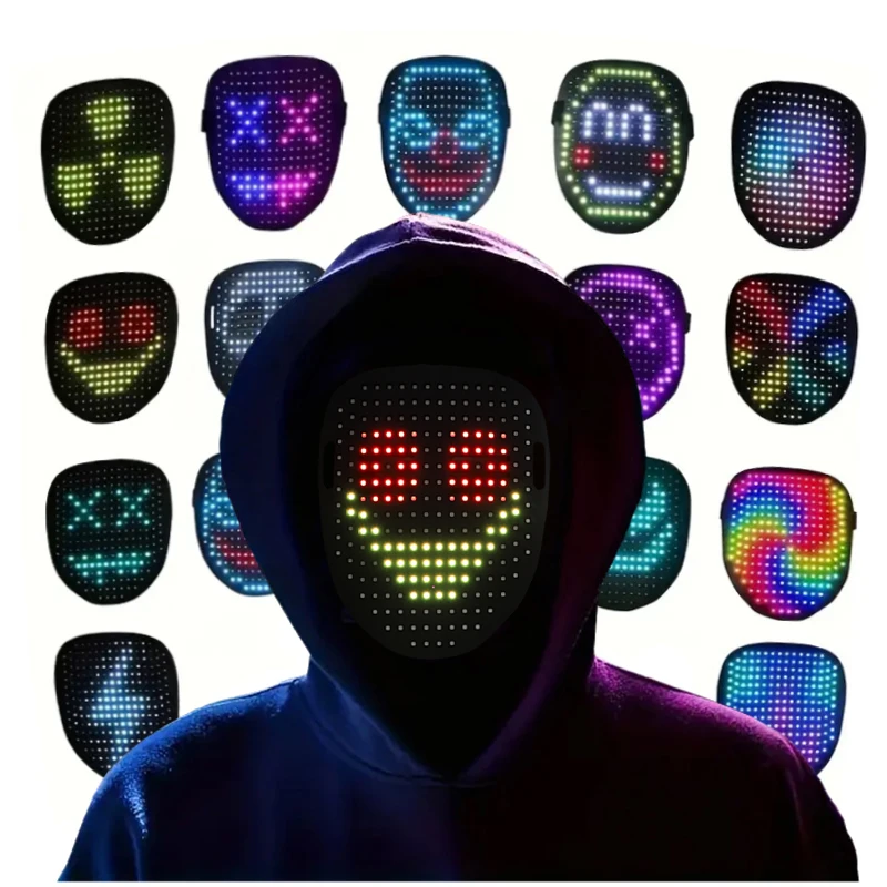 2024 Hot Sale Face Mask Small Gesture Induction Magic Shining Lighting Mask LED Mask for Halloween