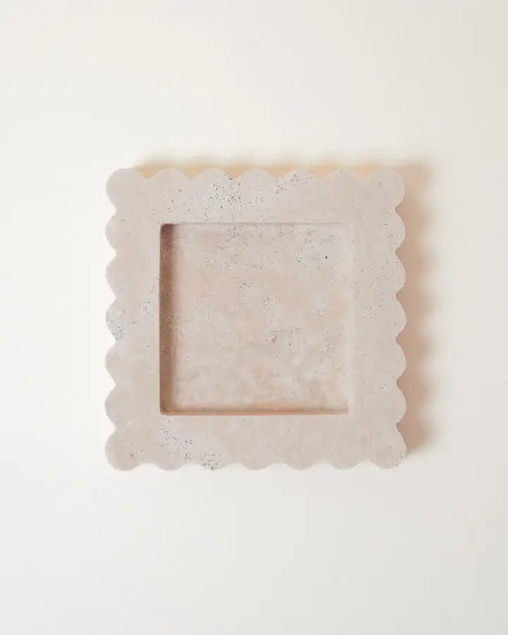 Stonekocc Scalloped Edge Mini Square Box Tray Serving Cachall Marble Tray Luxury Stone Dish