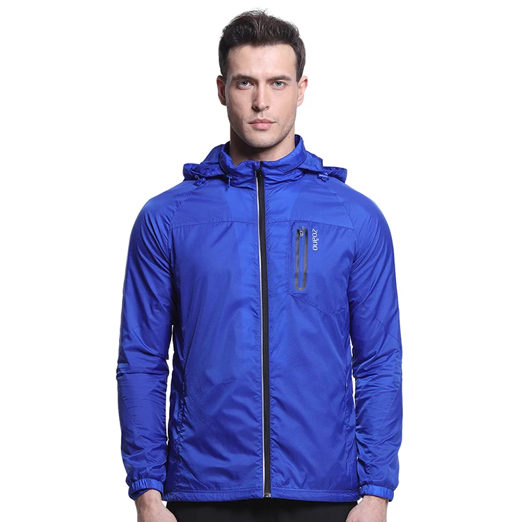 men jacket custom logo sun protection UPF breathable windproof woven outerwear sportswear running jacket with waterproof zip