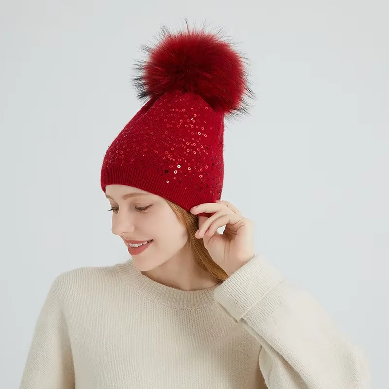 2025 Custom logo beanie Pom Pom Knitted winter hats beanie with pompom Hair Ball Composed of Wool Cashmere  beanies
