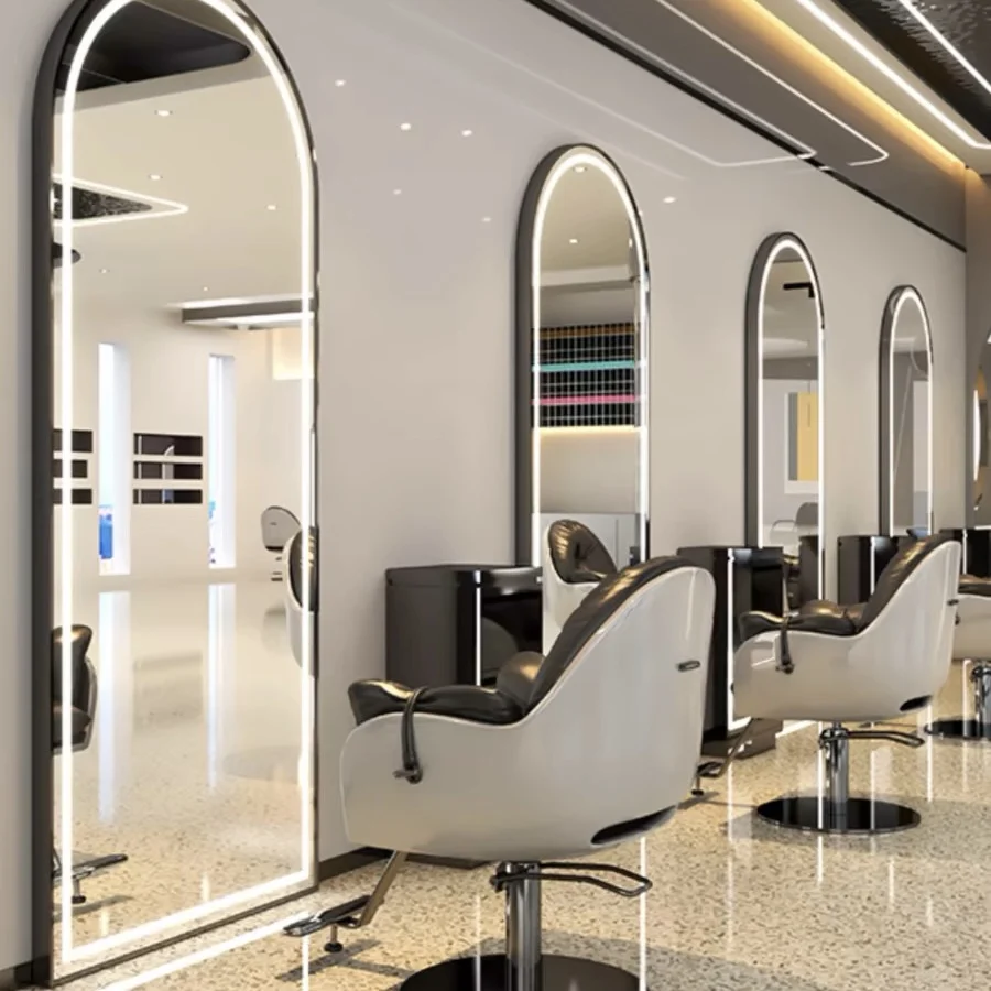 More Design Large Full Length Gold Styling Barber Salon Furniture Wall Mounted Hairdressing Makeup Led Beauty Salon Mirror
