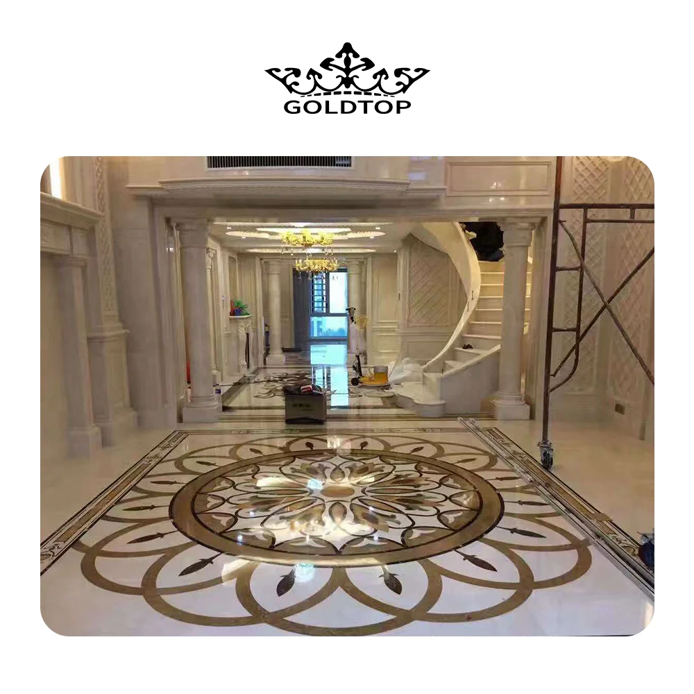 GOLDTOP Luxurious customize flower waterjet marble tiles design floor pattern