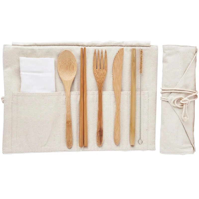 7 Items Travel Handmade Cheap Price Coconut Wooden Fork Knife Chopsticks Cutlery Made In Vietnam Bamboo Spoon Set