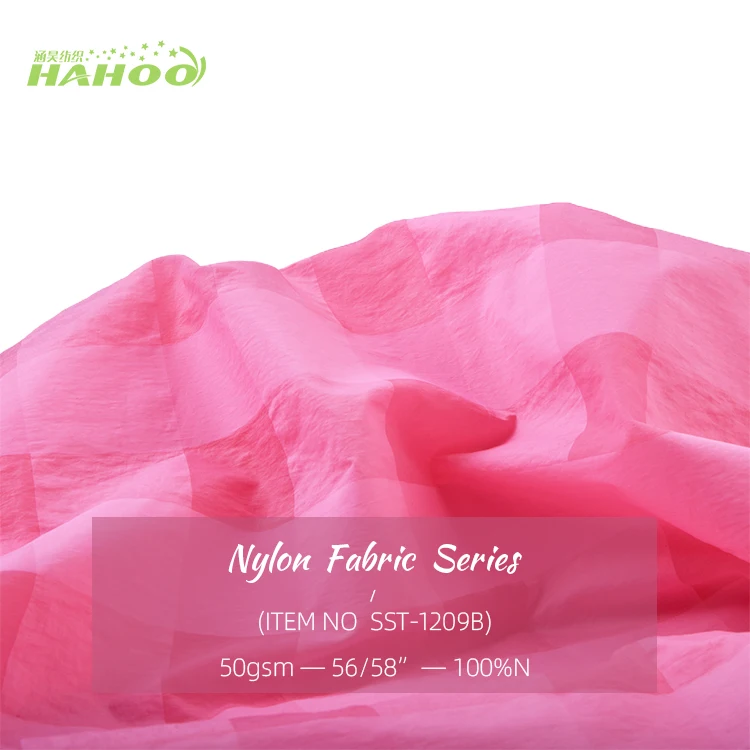 15D ultralight Breathable Ripstop Nylon Fabric Waterproof 50GSM Pink Nylon Check Design Fabric for garment