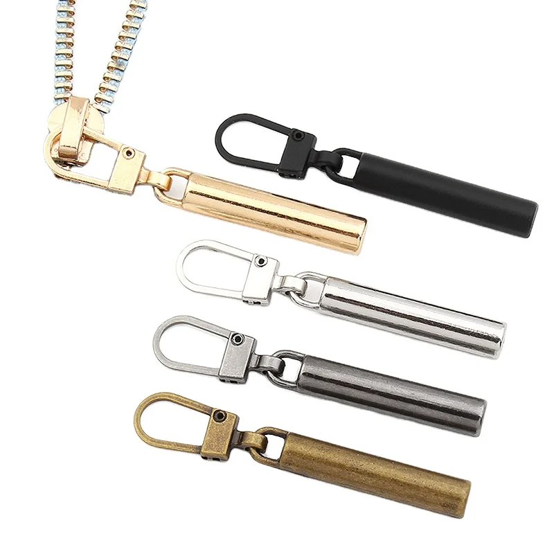 Detachable zipper head circular metal zipper slider and puller pendant design for jacket