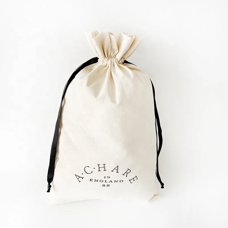 Cheap Large Cotton Drawstring Shoes Dust Pouches With Ribbon String
