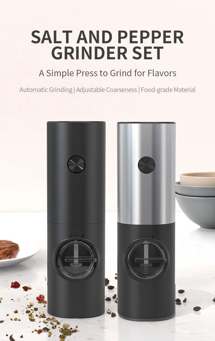Amazon Hot Selling Customized Logo Handheld Electric Salt And Pepper Grinder Set