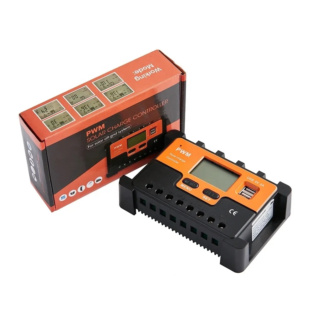 AUTO 12V 24V 48V 10A 60A 100A PWM Solar Charge Controller for Led Street Light lithium battery PV Panel Power System