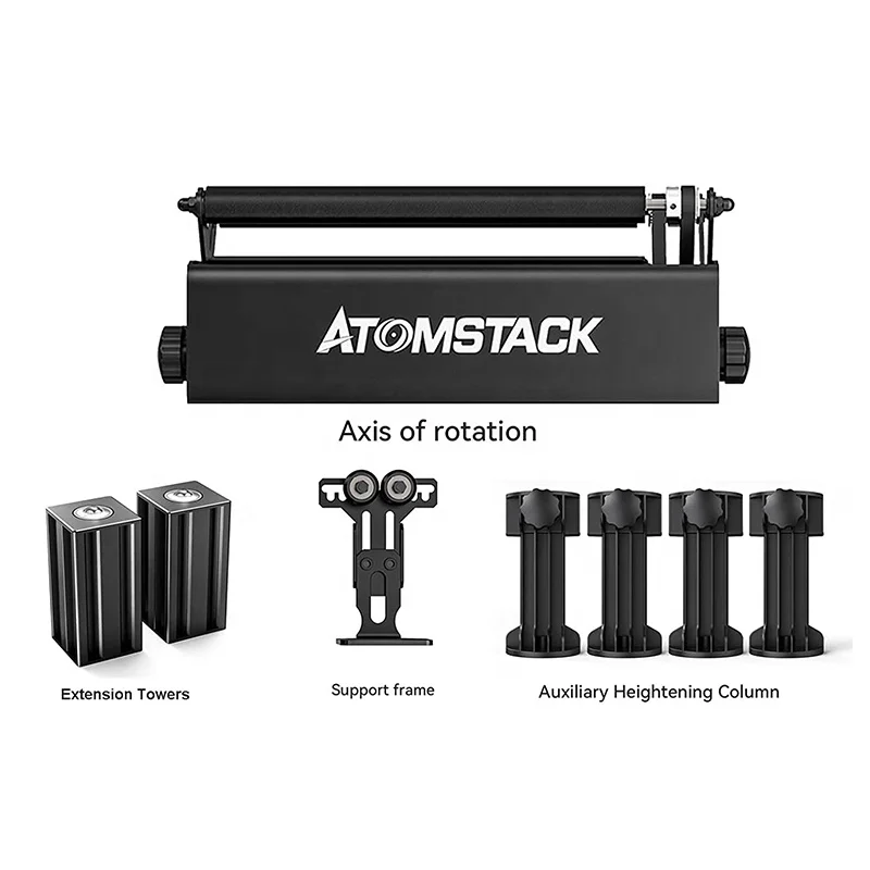 ATOMSTACK Wholesale R3 Pro Aluminum Y-axis Rotary Roller Engraving Module 360 Rotate